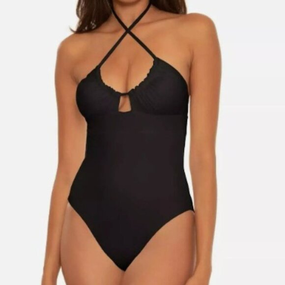 BECCA One Piece Black Multi-Way Swimsuit Versatile Straps Sz M NWT Summer Travel - Picture 1 of 16